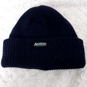 Thick Knit Insulated Navy blue adult beanie cap Snow Ski Cold Winter